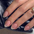 24 Pcs French Minimalist Short-length Fresh & Clean Design Art Acrylic Press on Nails Artificial Fingernails False Nails 3282