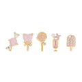 ZUOLA Fashion Piercing Jewelry Brass 18K Gold Plated Cute Heart/Candy/Ice Cream Shape Zircon Stud Earrings for Women