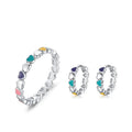 Daidan Earrings 925 Silver Epoxy Colorful Enamel Hoop Rainbow Heart Earrings
