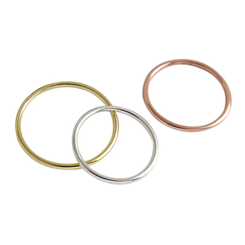 Fashion 925 Sterling Silver Jewelry 1.2mm Wire Knuckle Stacking Rings for Women Girls