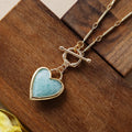 European American Japanese Korean Fashion Light Luxury Simple Natural Stone Heart-Shape Pendant Short Choker Necklace Choker