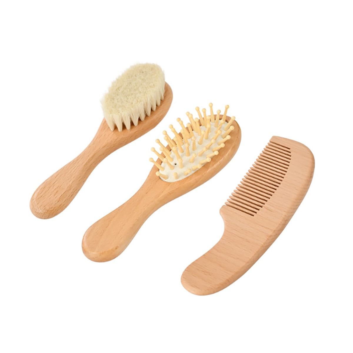 Customizable Baby Hair Care Set with Eco-friendly Soft Wool Bristles and Wooden Comb Featuring LOGO Paddle MegaBDM
