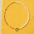 Natural Quartz Pearl Stone Necklace for Women Men Dainty White Pearl Beaded Necklace Vintage Pearl Charm Choker Necklace Unisex