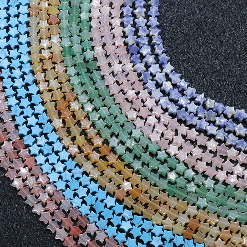 DIY Five-point star shape beads Round Gemstone Loose beads for Jewelry Necklace Making