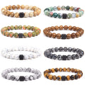 Whole Selling Hot Sell 8mm Custom Natural Stone lava Beads Beaded Bracelet Malachite Men Jewelry
