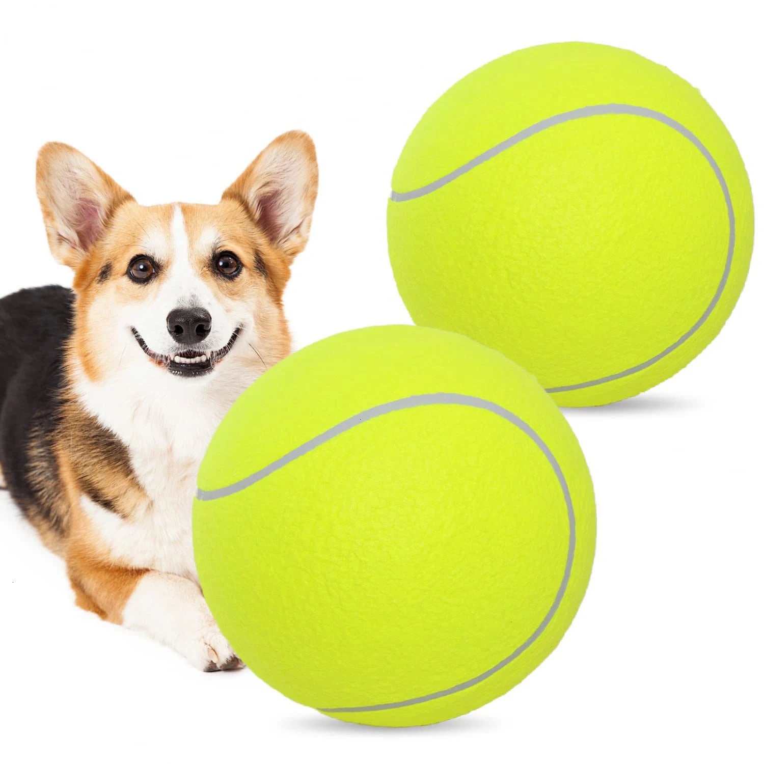 Inflatable Large Tennis Balls Pet Chew Toy Inflatable Rubber Non-Toxic Pet Toy Balls 9.5 Inch Giant Tennis Ball for Dogs