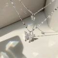 SC New Design INS Double Layer Choker Necklace Gold Plated CZ Pave Diamond Butterfly Pendant Necklace for Women