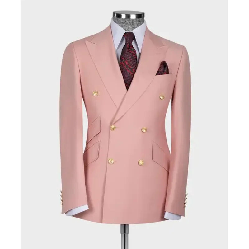 Hot Sale Two Pieces Pink Men Suit Jacket Pants New Style Men Solid Groom Suit Wedding Men Tuxedos