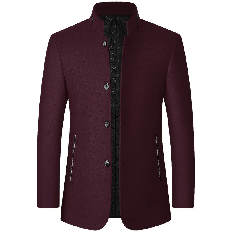 2024 Autumn and Winter Fashion Simple Men's Woolen Jacket Men's  Collar Middle-aged Men's Father Loaded Woolen Jacket