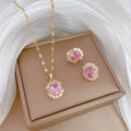 Luxury 18K Gold Plated Diamond Snowflake Butterfly Pendant Necklace Fashionable Chains Set for Gift Occasions