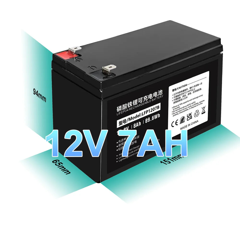 12V 7Ah Lifepo4 Battery Pack Shenzhen OEM Factory Direct 12.8V 89.6Wh AGM GEL VRLA Solar Battery Replacement