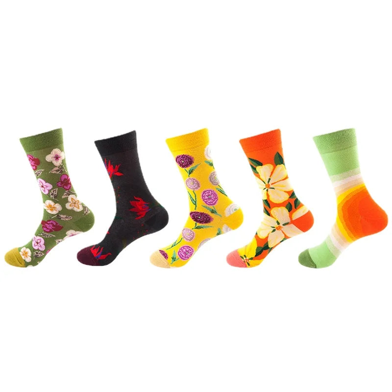 Women's Tube Socks Floral Stockings High-Top Cotton for Autumn and Winter One Size Daily Use Wholesale