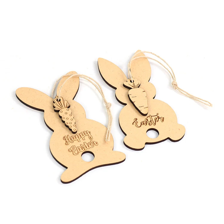 Personalized Wood Easter Basket Tags Unique Gifts Bunny Carrot Tags Custom Easter Decoration Cute Easter Bucket Name Tag
