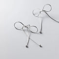 Korean Style 925 Sterling Silver Fashion Big Bowknot Shape Ball Drop Earrings for Women