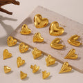 Simple New 18k Pvd Gold Plated Heart Stud Earrings Non Tarnish Stainless Steel Earrings Jewelry Women