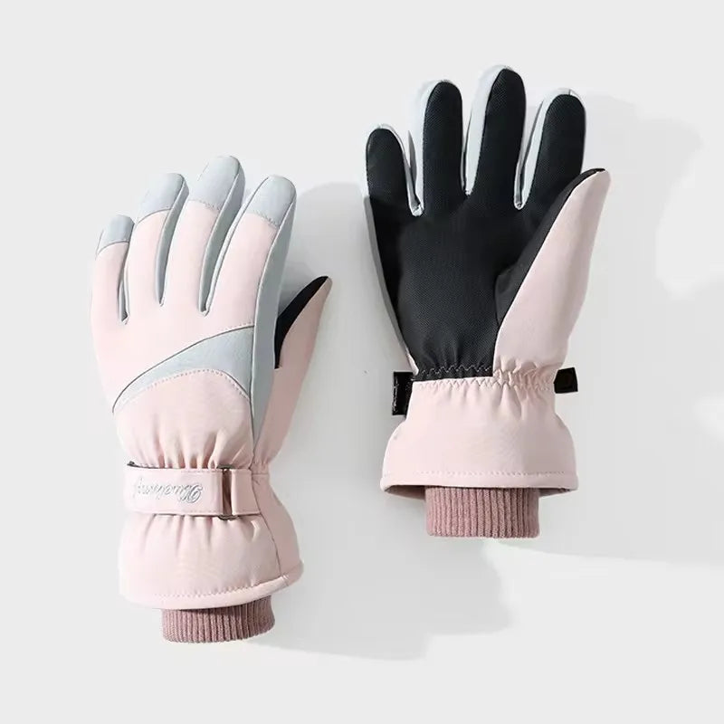 Windproof Winter Custom Thicken Thermal Snowing Outdoor Sports Women Warm Ski Gloves
