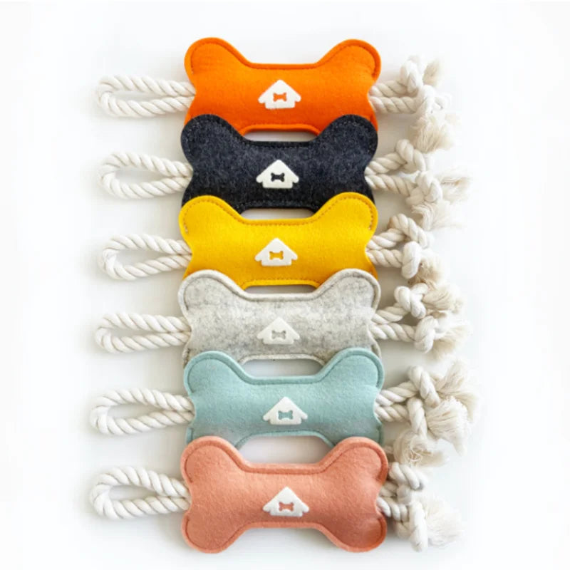 Cute Cartoon Style Eco-Friendly Interactive Pet Dog Rope Tug Toy Bone Biting Puppy Dog Toys for Aggressive Chewers