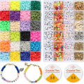 4800pcs Flat Round Spacer Heishi Polymer Clay Beads for Bracelets Diy Craft Kit with Pendant and Jump Rings