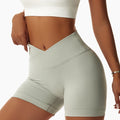 Custom Logo OEM Solid Elastic Waist High Waisted Scrunch Butt Lift Yoga Shorts Fitness Women Sport Workout Gym Biker Shorts