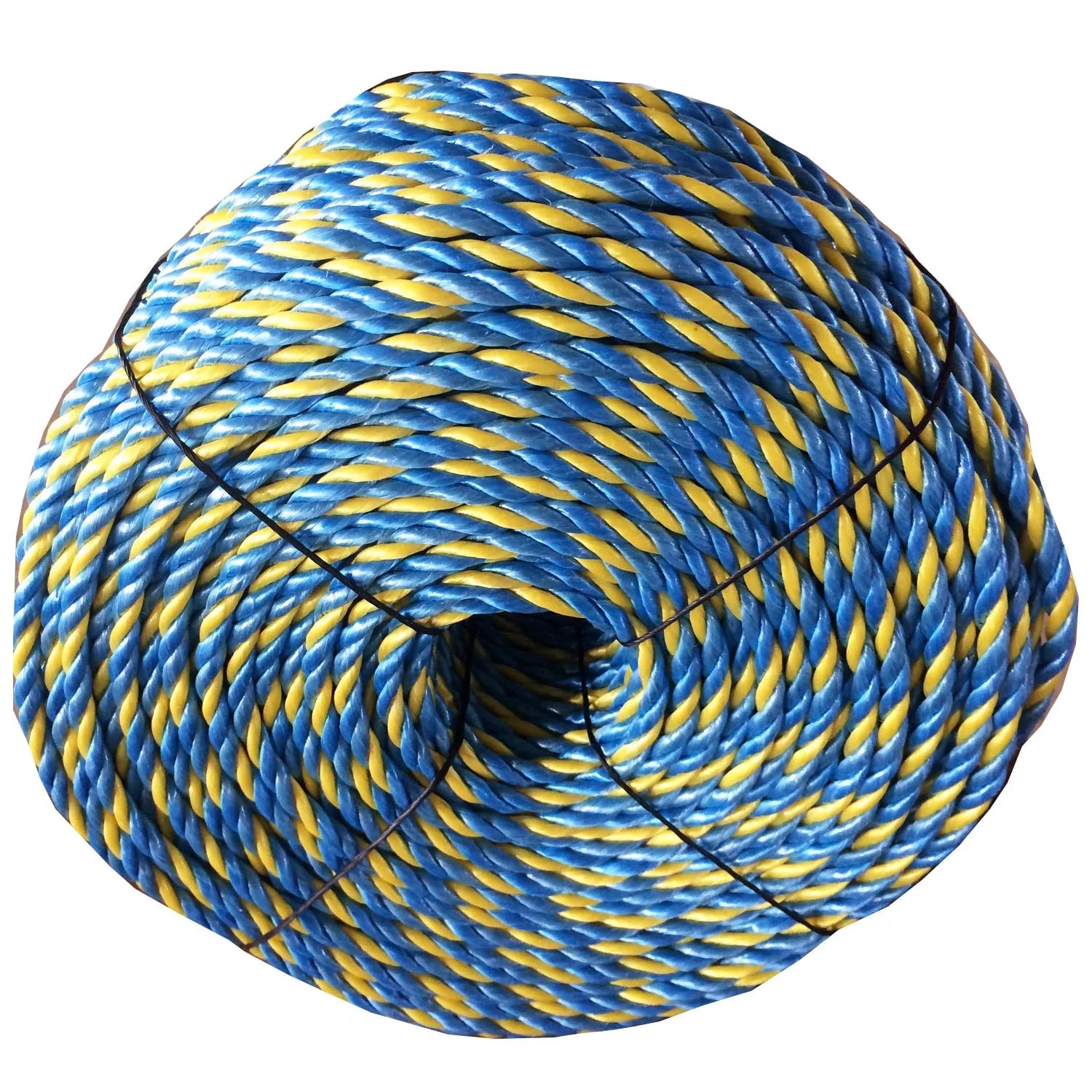 Blue Yellow Polypropylene Cable Hauling Telstra Rope 6mm X 400m 550kg Breaking Strength for Packaging Ropes