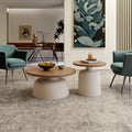 Modern Round Wood and Steel Extendable Coffee Table for Living Room Home Office Dining School Durable Furniture