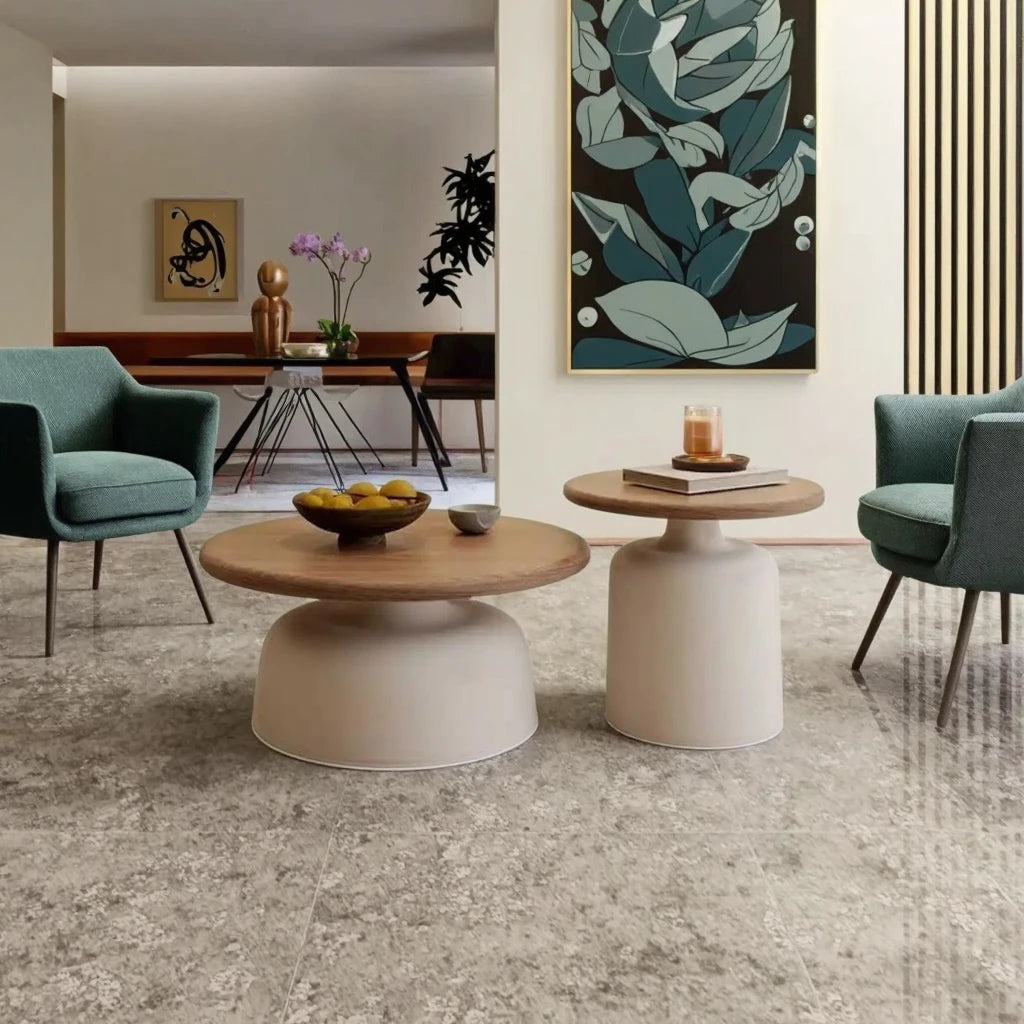 Modern Round Wood and Steel Extendable Coffee Table for Living Room Home Office Dining School Durable Furniture