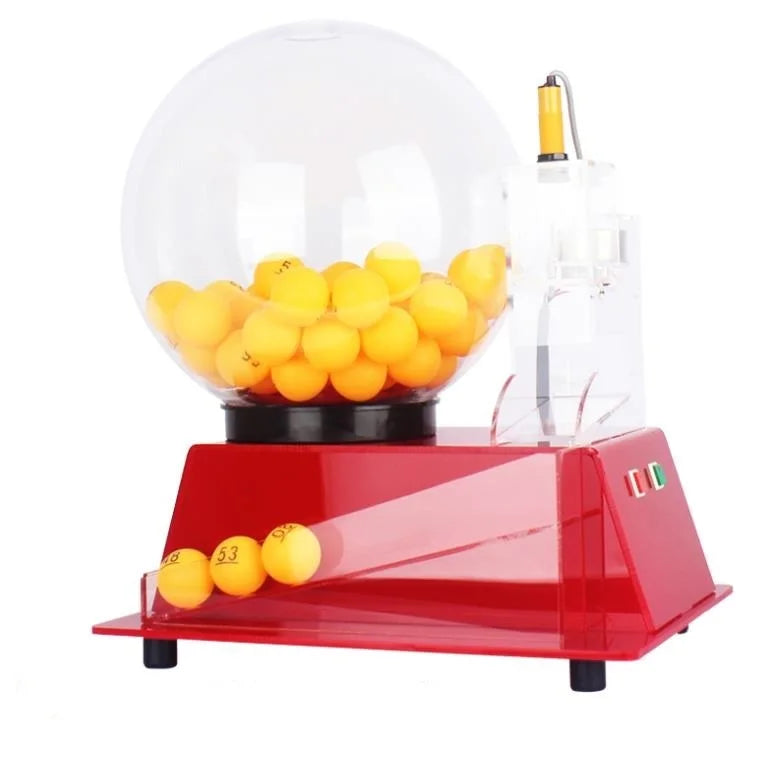 Automatic Red Design Lottery Machine Lucky Dip Lotto Game Machine Transparent Bingo Cage Lucky Draw