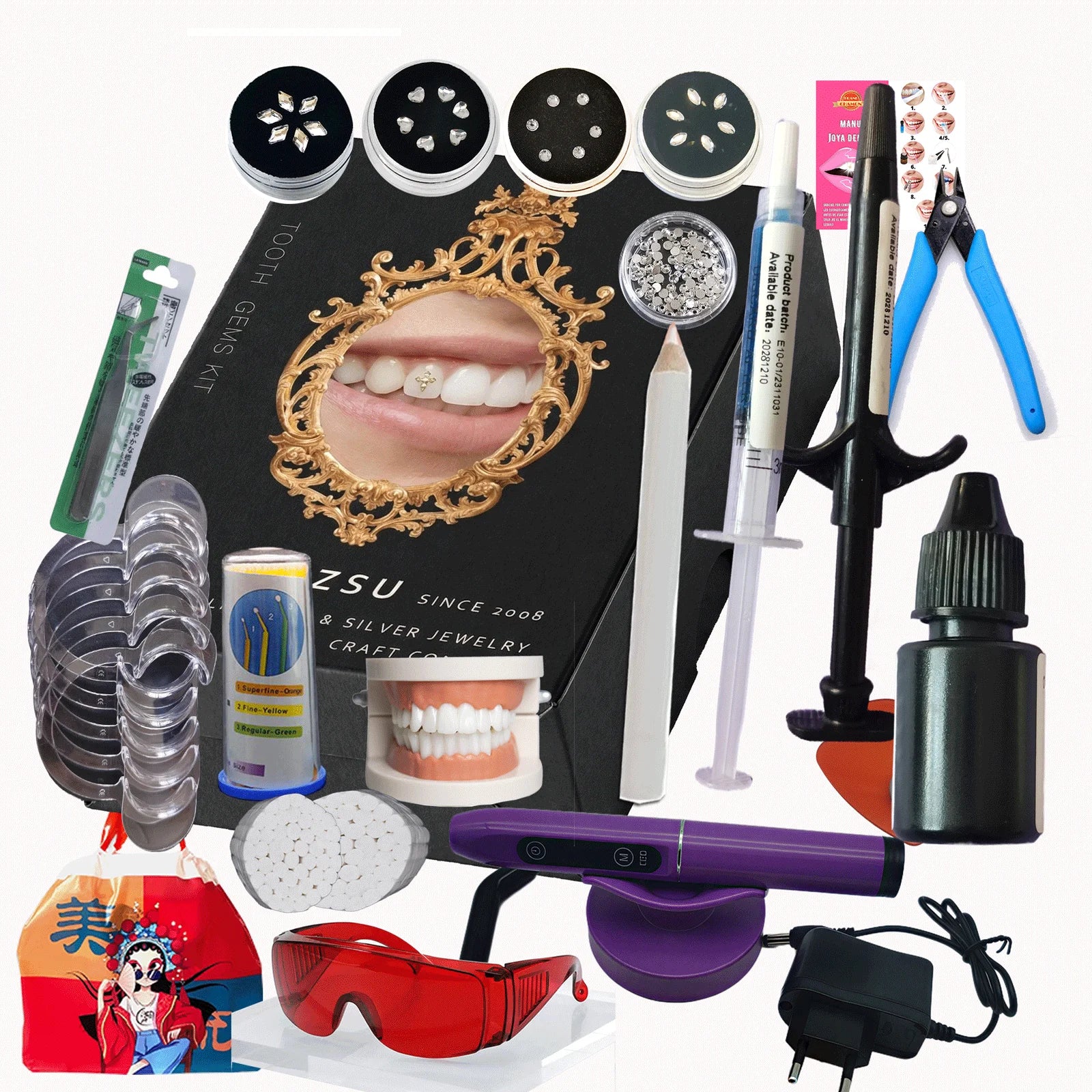 Hot Selling Multi-Purpose Teeth Whitening Accessories Free OEM Private Logo Tooth Gem Kit with Curing Light Glue Best in Class
