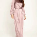 Women Fashionable Dubai Satin Elegant Belt Abaya Maxi Islamic Long Dress