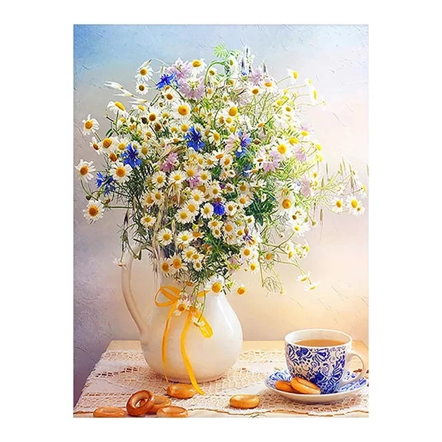 30*40cm Lotus Flower and Leaf  Modern Home Decoration Full Square Diamond Embroidery Flowers 5D Diamond Painting