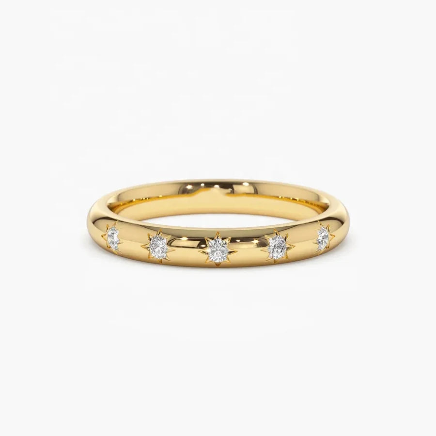 LOZRUNVE 18k Gold Plated Jewelry Custom Dainty Cute Diamond Star Ring Sterling Silver