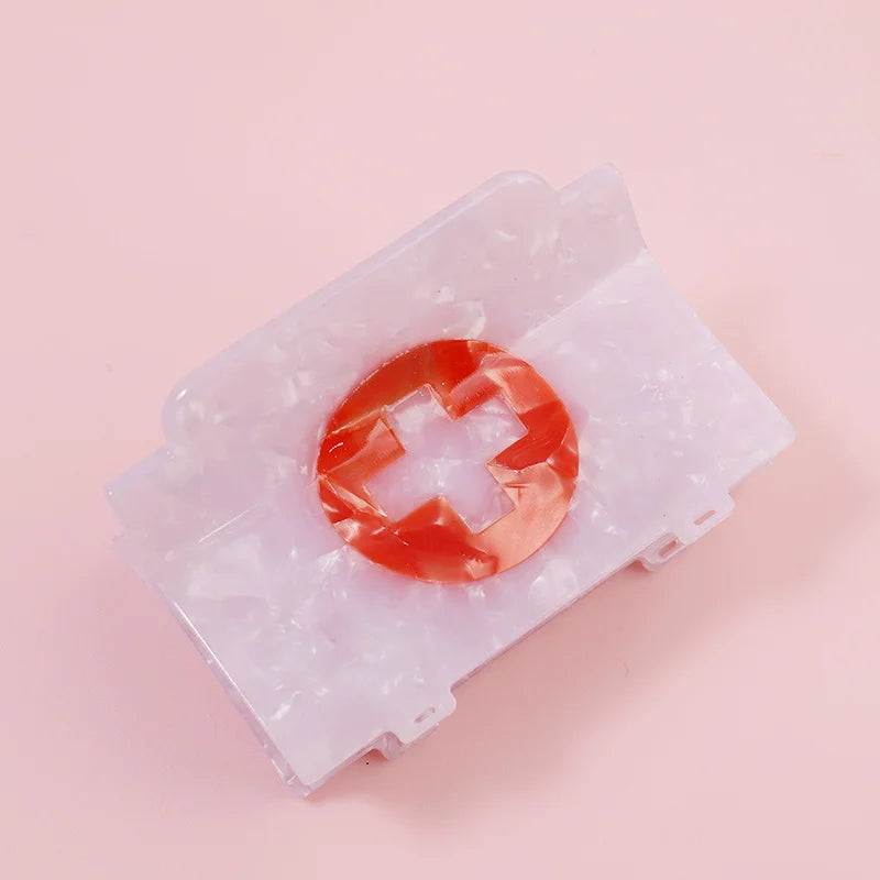 Midairy Fashion Printed Design Nurse Day Gifts Acetate Hair Claw Clips Hair Accessories for Women 5159
