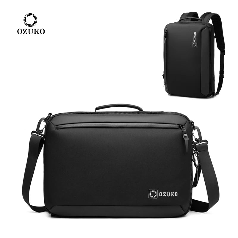 Ozuko 9490 Usb Sublimation Waterproof Backpack Capacity Easy Carry Laptop Bag Computer 15.6  Business Laptop Briefcase Men
