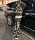 Custom Man Acid Washing Distressed Applique Embroidery Zip up Tracksuit Two Pieces Sweatsuits Heavyweight Hoodie Sweatpants Sets