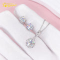 Party Jewelry for Women 925 Sterling Silver Round Brilliant Cut VVS Moissanite Diamond Earrings Necklace Pendant Jewelry Set