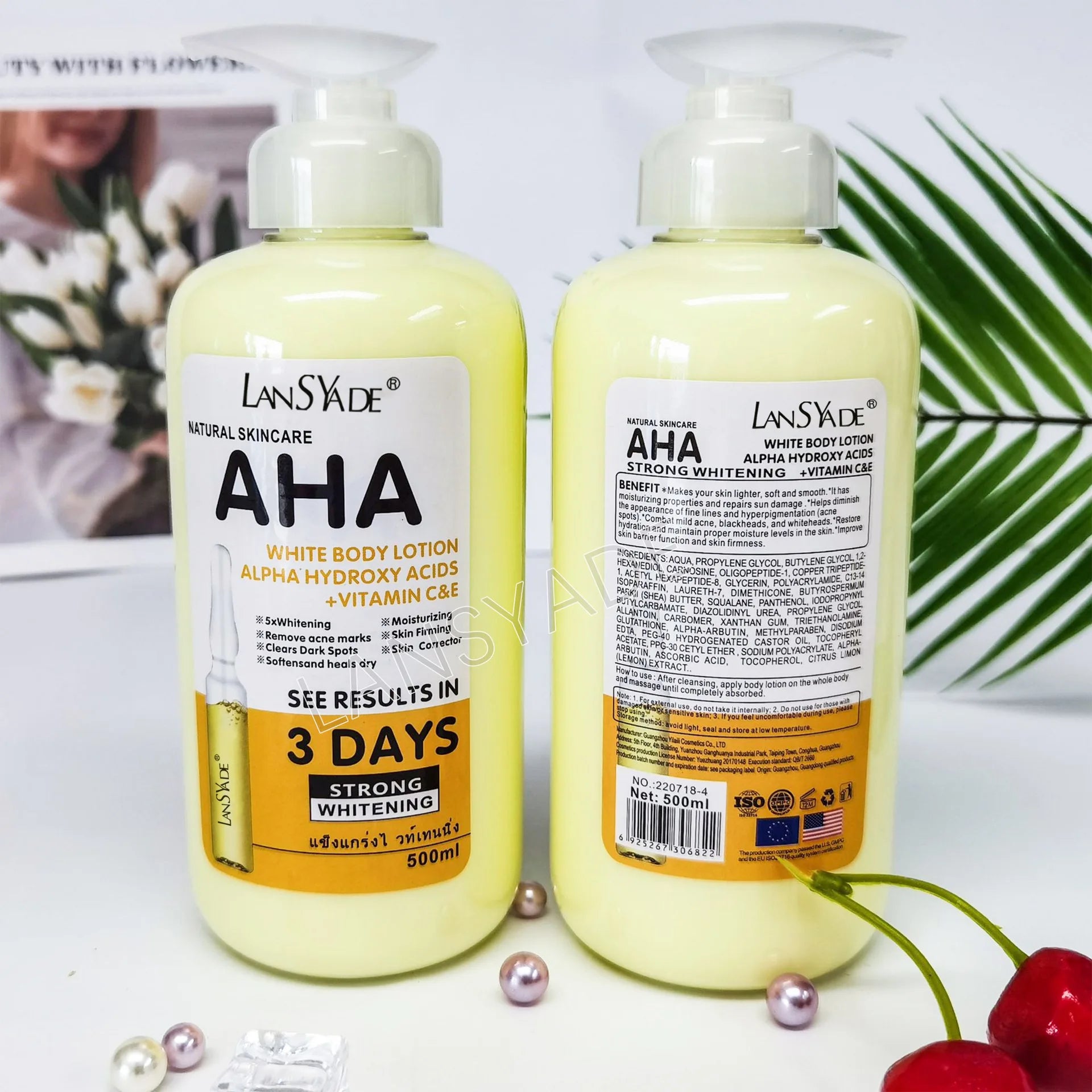 AHA Fruit Acid Body Lotion VE Skin Whitening Brightening Lotion Moisturizing and Moisturizing Lotion 500ml  in Stock