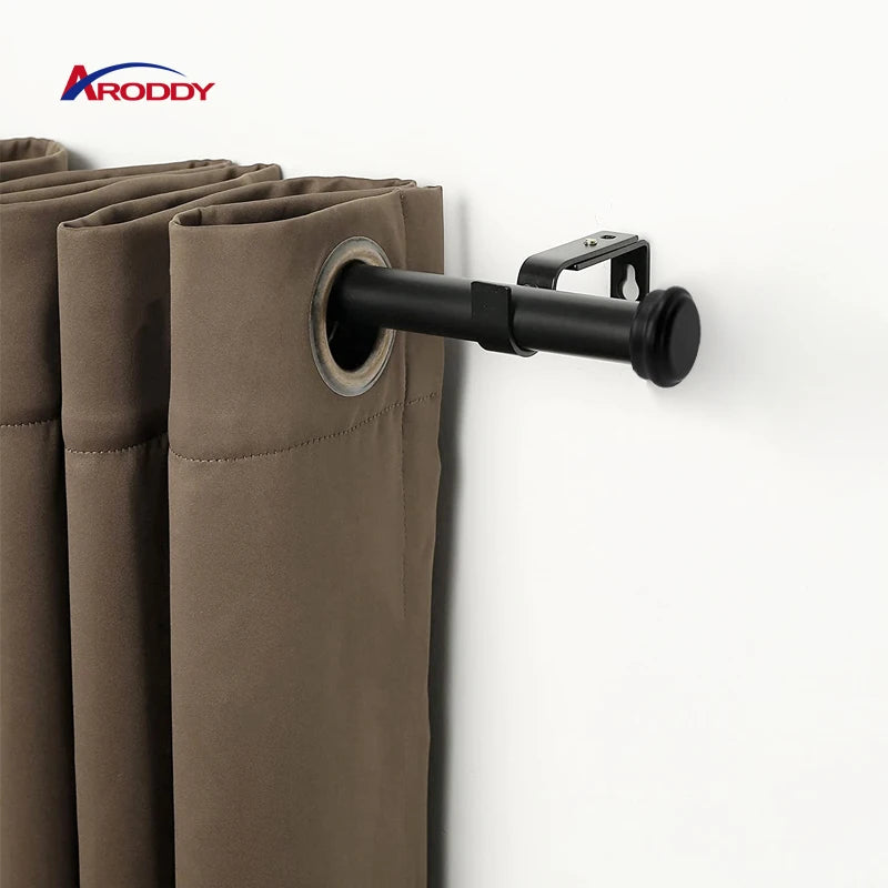 ARODDY Extendable Curtain Rod With Accessories Black Adjustable Iron Curtain Rods Metal Curtain Poles for Wall and Window