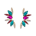 Wholesale 925 Sterling Silver Post Glass Earrings Colorful Rhinestone Crystal Geometric Flower Stud Earrings