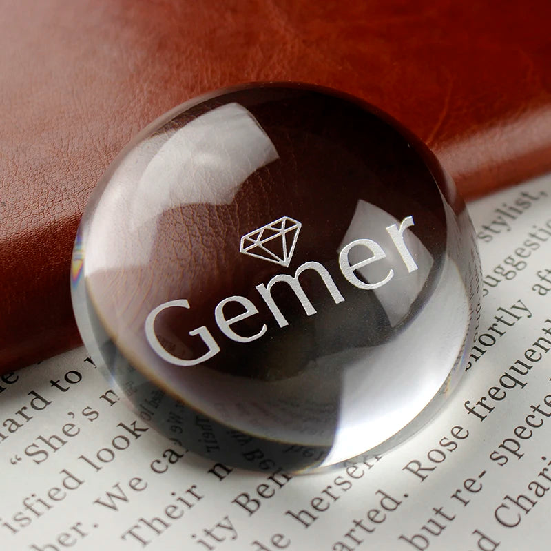 Business Souvenirs Laser Engraved 80mm Glass Crystal Round Dome Paperweight Half Ball Paper Weight Custom