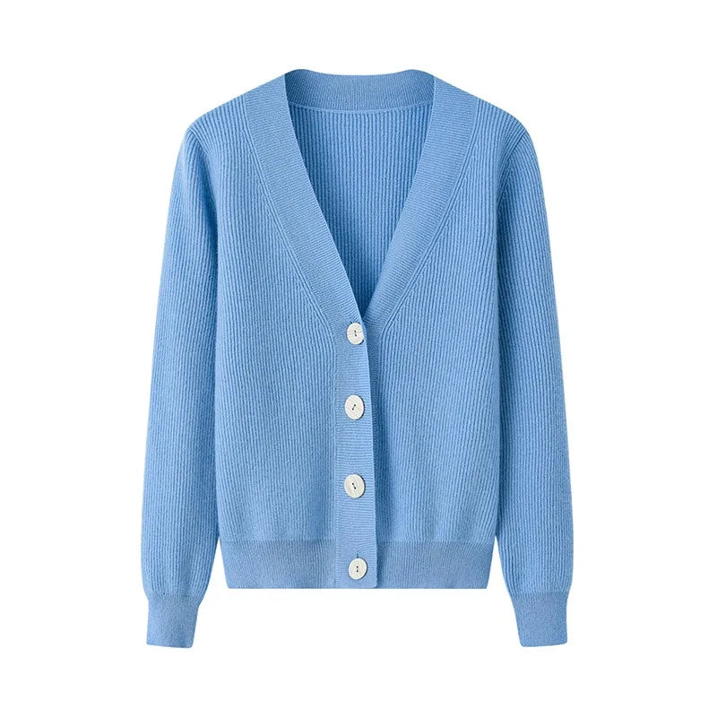 Luxury Long Sleeve Single Breasted Knitted V Neck Winter Plus Size 100 Pure 100% Cashmere Sweater Cardigan Sweaters for Women