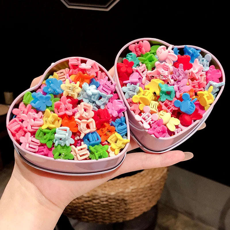 Mini Hair Claw Clip for Girls Multi-Color Design Packaged in Boxes of 50 60 or 100 Pieces Made of Resin