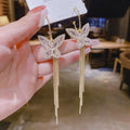 Korean Dignified Butterfly Earrings for Women Delicate Crystal Zircon Butterfly Tassel Earrings for Women