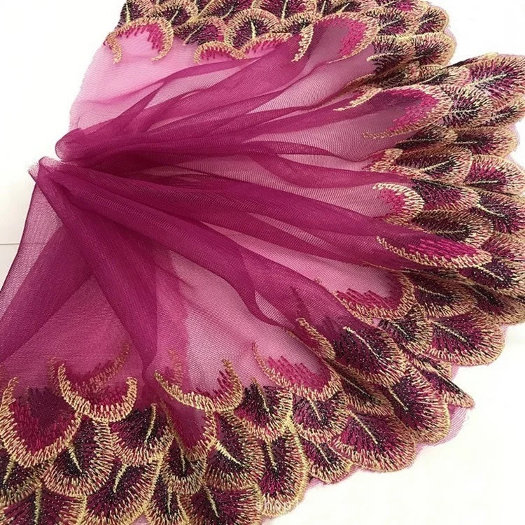High Quality 18cm Wide 10Yards Long Floral Embroidery Trim Lace Trim Ribbon for Dolls and Bags Decoration