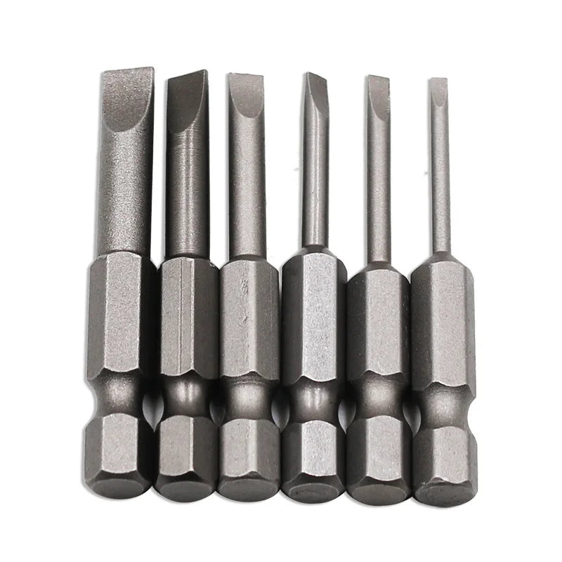 1/4 Inch Hex Handle S2 Hardened Slotted Head Steel Plain Finish OEM Magnetic Pneumatic Screwdriver Bit