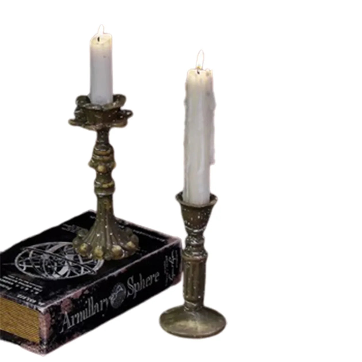 French Classic Home Decoration Large Bronze Tealight Holder Embossed Taper Polyresin Valentine's Day Ceramic Metal Wood