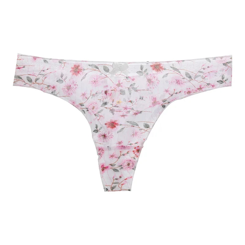 Wholesale Custom 2023 New Transparent Low Waist G-string Womens Printed Lace Panties