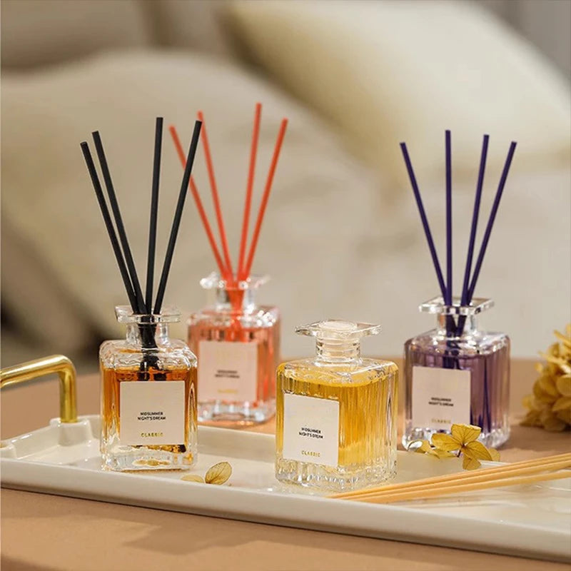 Luxury 50ML Long Lasting Fragrance Reed Diffuser Set Glass Bottle BPA Free Alcohol Free Eco-Friendly Handcrafted Square Design