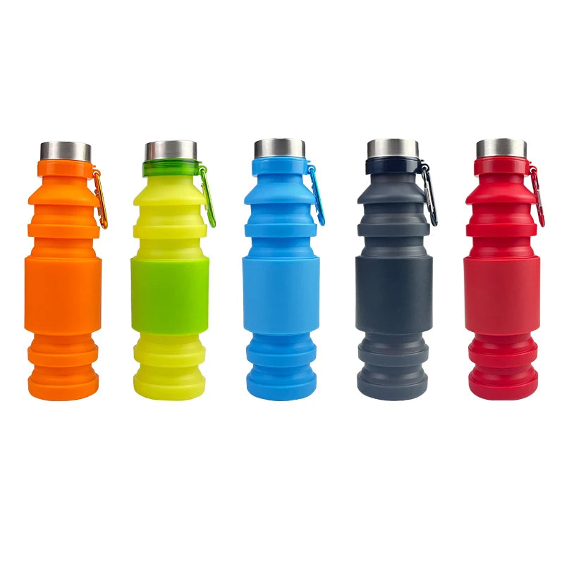 Portable Large Capacity Telescopic Silicone Collapsible Sports Cup Foldable Direct Drinking Silicone Bottle for Traveling