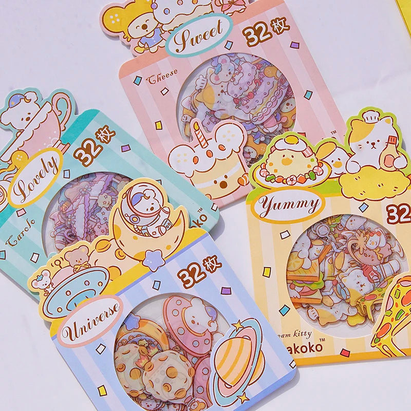 Kirakoko Waterproof PVC Sticker  Cute Animal Party Dessert Amusement Park Space Station Stickers
