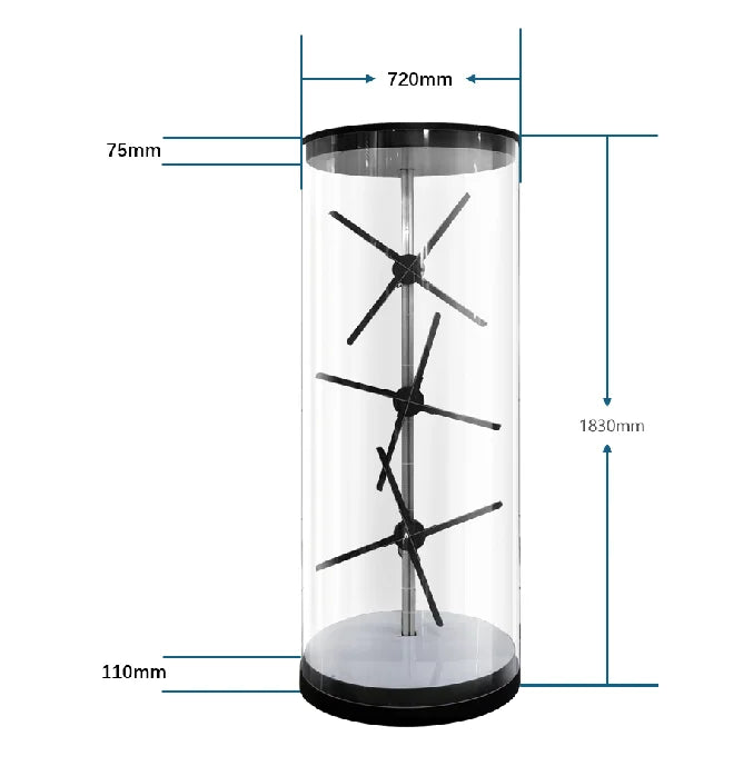 HD 1X3 Cylindrical Holographic Display Cabinet 3D Hologram Equipment HD 30cm 3D Hologram Fan Other Advertising Equipment